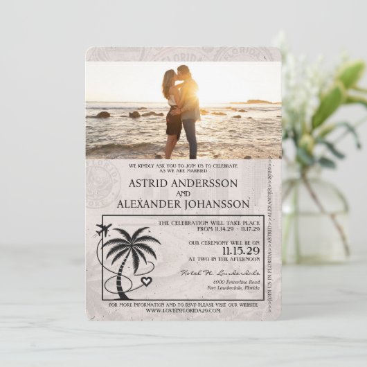 Faire-part de mariage Pink Florida Passport (Debout devant)
