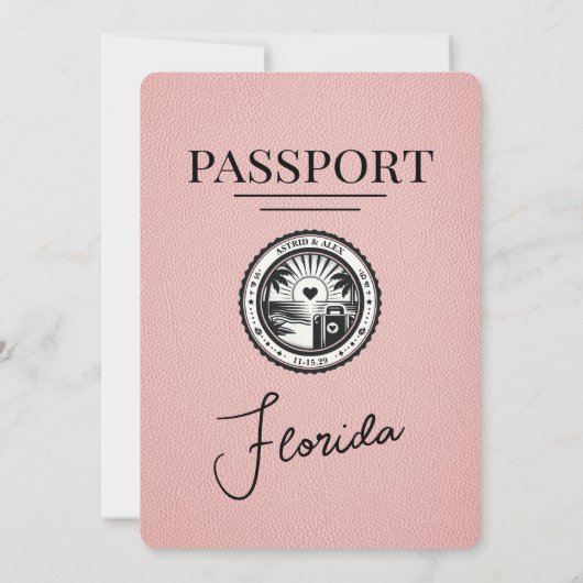 Faire-part de mariage Pink Florida Passport (Dos)