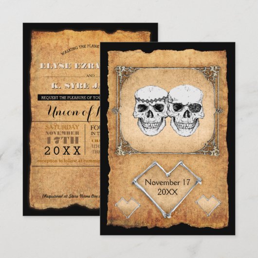 faire-part de mariage pirate (Devant / Derrière)