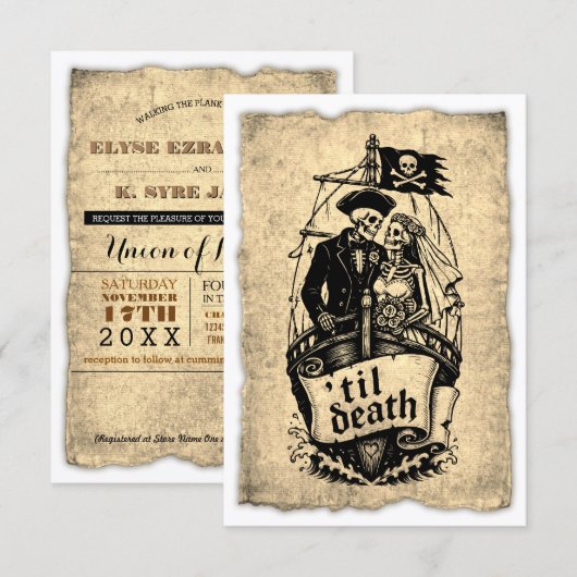 faire-part de mariage pirate jusqu'à la mort (Devant / Derrière)