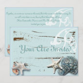 Faire-part de mariage plage coquillages romantique (Devant / Derrière)