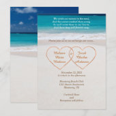 Faire-part de mariage Plages avec des cœurs (Devant / Derrière)