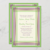 Faire-part de mariage Plaid vert à la menthe viole (Devant / Derrière)