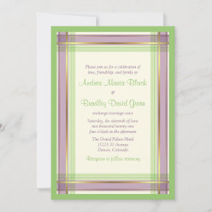 Faire-part de mariage Plaid vert à la menthe viole