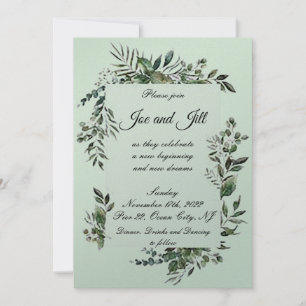 Faire-Part de Mariage Plat à la Végétation Élégant