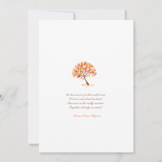 Faire-part de mariage plat de l'arbre d'automne (Dos)