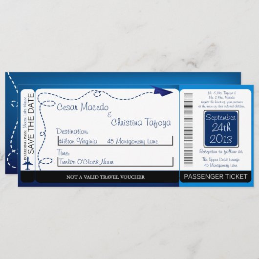 Faire-part de mariage plat de papier de carte (Devant / Derrière)