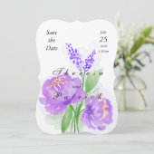 Faire-part de mariage plat Lavande (Debout devant)