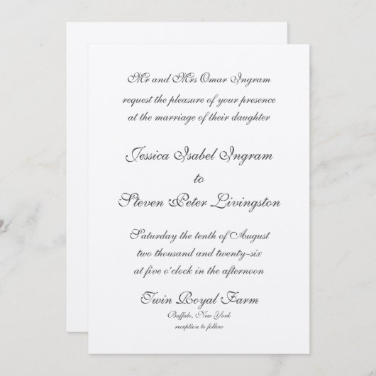 Faire-part de mariage plat officiel (Devant / Derrière)