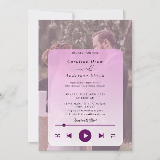 Faire-part de mariage Playlist (Devant)