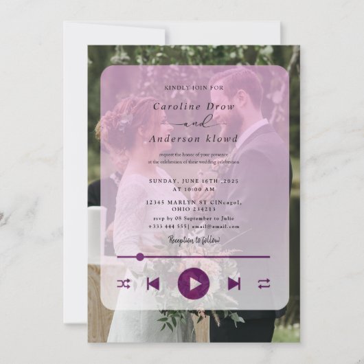 Faire-part de mariage Playlist (Devant)