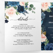Faire-part de mariage pliable en trois Navy Blue B (Intérieur en premier)