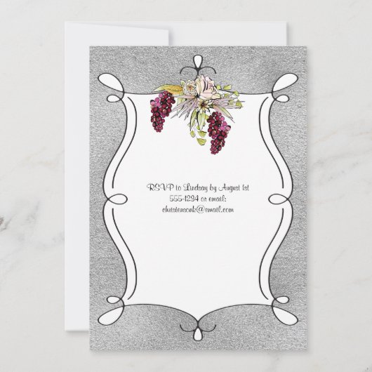 Faire-part de mariage | Plum, FAUX Argent Foil Flo (Dos)