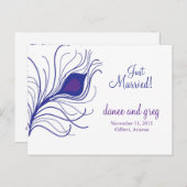 Faire-part de mariage plume de paon (Devant / Derrière)