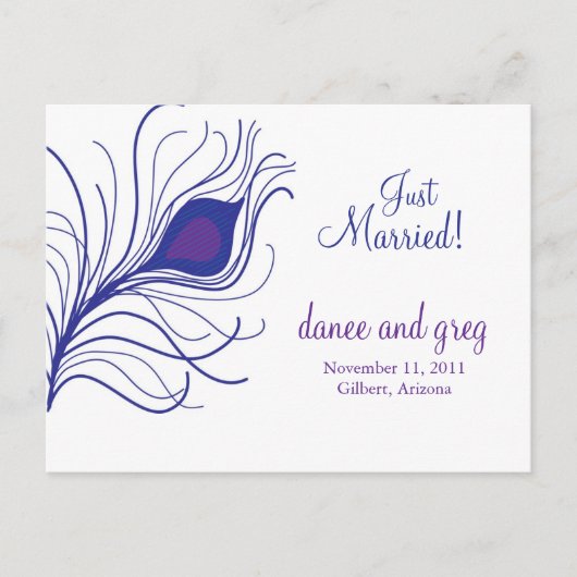 Faire-part de mariage plume de paon (Devant)