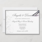 faire-part de mariage plume tourbillon gris (Devant)