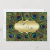 Faire-part de mariage Plumes Peacock Or (Devant)