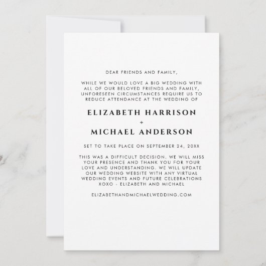 Faire-part de mariage plus intime et à taille rédu (Dos)