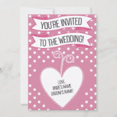 Faire-part de mariage point Polka rose (Devant)