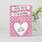 Faire-part de mariage point Polka rose (Debout devant)