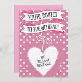 Faire-part de mariage point Polka rose (Devant / Derrière)