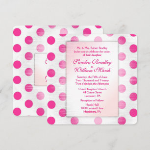Faire-part de mariage point Polka rose