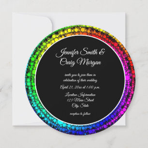 Faire-part de mariage points arc-en-ciel en spiral
