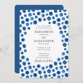 Faire-part de mariage pois bleu. Invitation de mar (Devant / Derrière)