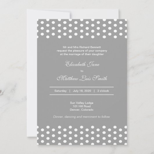 Faire-part de mariage Polka bilingue à deux côtés (Devant)