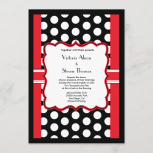 Faire-part de mariage Polka Dot élégant (rouge)