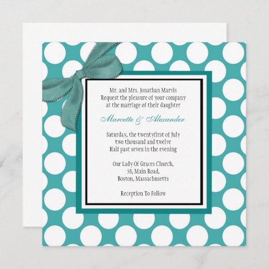 Faire-part de mariage Polka Dot Turquoise (Devant / Derrière)
