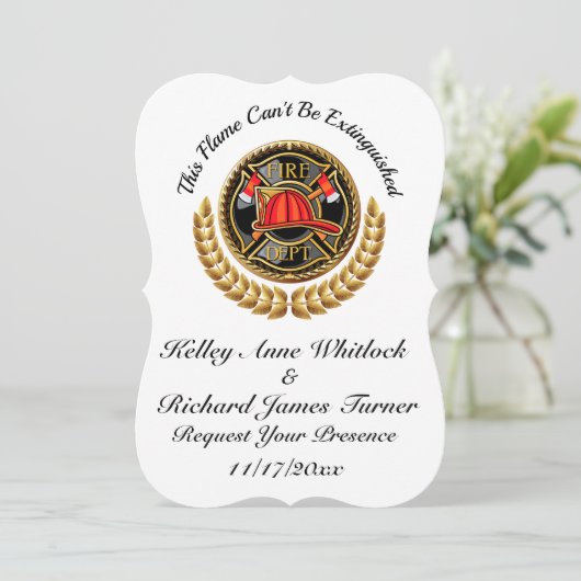 Faire-part de mariage pompier (Debout devant)