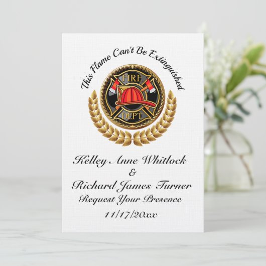 Faire-part de mariage pompier (Debout devant)