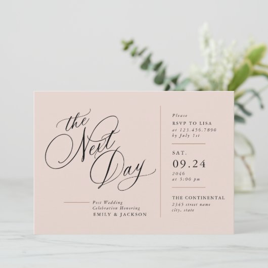 Faire-part de mariage Post bloc ligne de script mo (Debout devant)