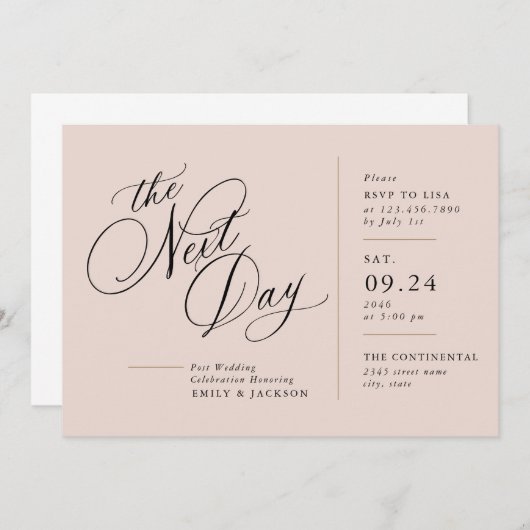 Faire-part de mariage Post bloc ligne de script mo (Devant / Derrière)