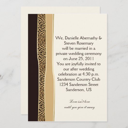 Faire-part de mariage postal Empreinte de léopard (Devant / Derrière)