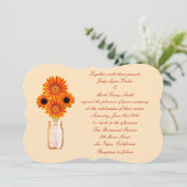 Faire-part de mariage Pot Mason Fleurs Orange (Debout devant)
