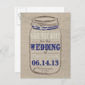 Faire-Part de Mariage Pot Mason Rustique Blanc et  (Devant / Derrière)