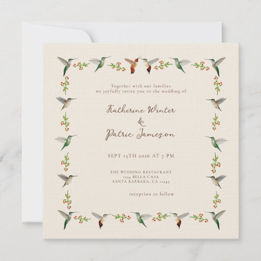 Faire-part de mariage pour colibris (Devant)