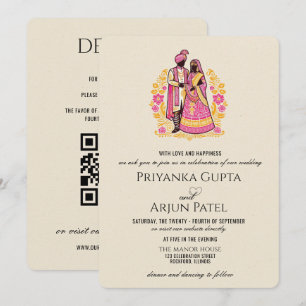 Faire-part de mariage pour couple indien coloré