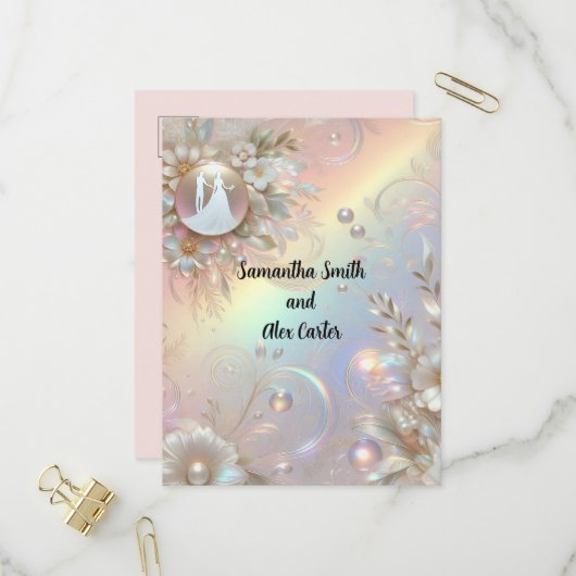 Faire-part de mariage pour couple romantique (Devant/Arrière en situation)