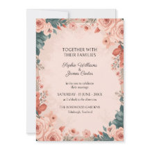 Faire-part de mariage pour jardin de roses rose po