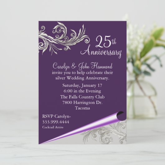 Faire-part de mariage pour les noces de violet et  (Debout devant)