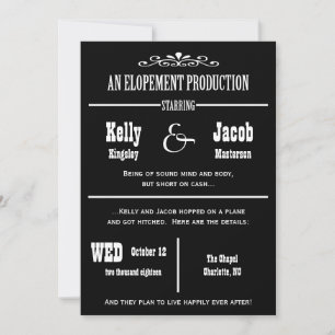 Faire-part de mariage pour mariage en fuite