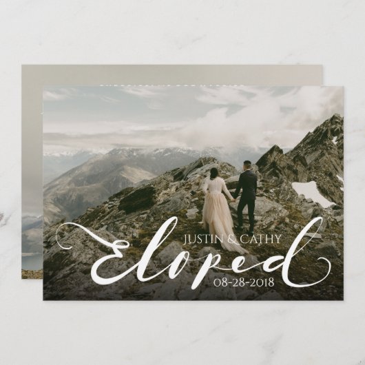 Faire-part de Mariage pour Mariage Fugué de Script (Devant / Derrière)