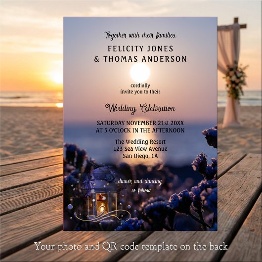 Faire-part de mariage pour un coucher de soleil cô