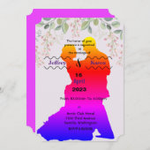 Faire-part de mariage pourpre (Devant / Derrière)