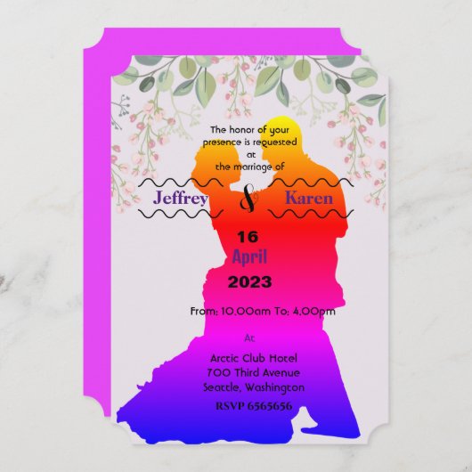 Faire-part de mariage pourpre (Devant / Derrière)