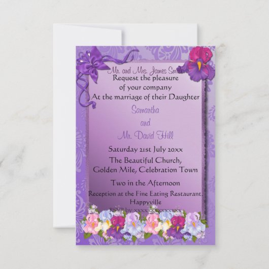 Faire-part de mariage pourpre (Dos)