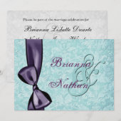 Faire-part de mariage pourpre bleu d'arc de (Devant / Derrière)